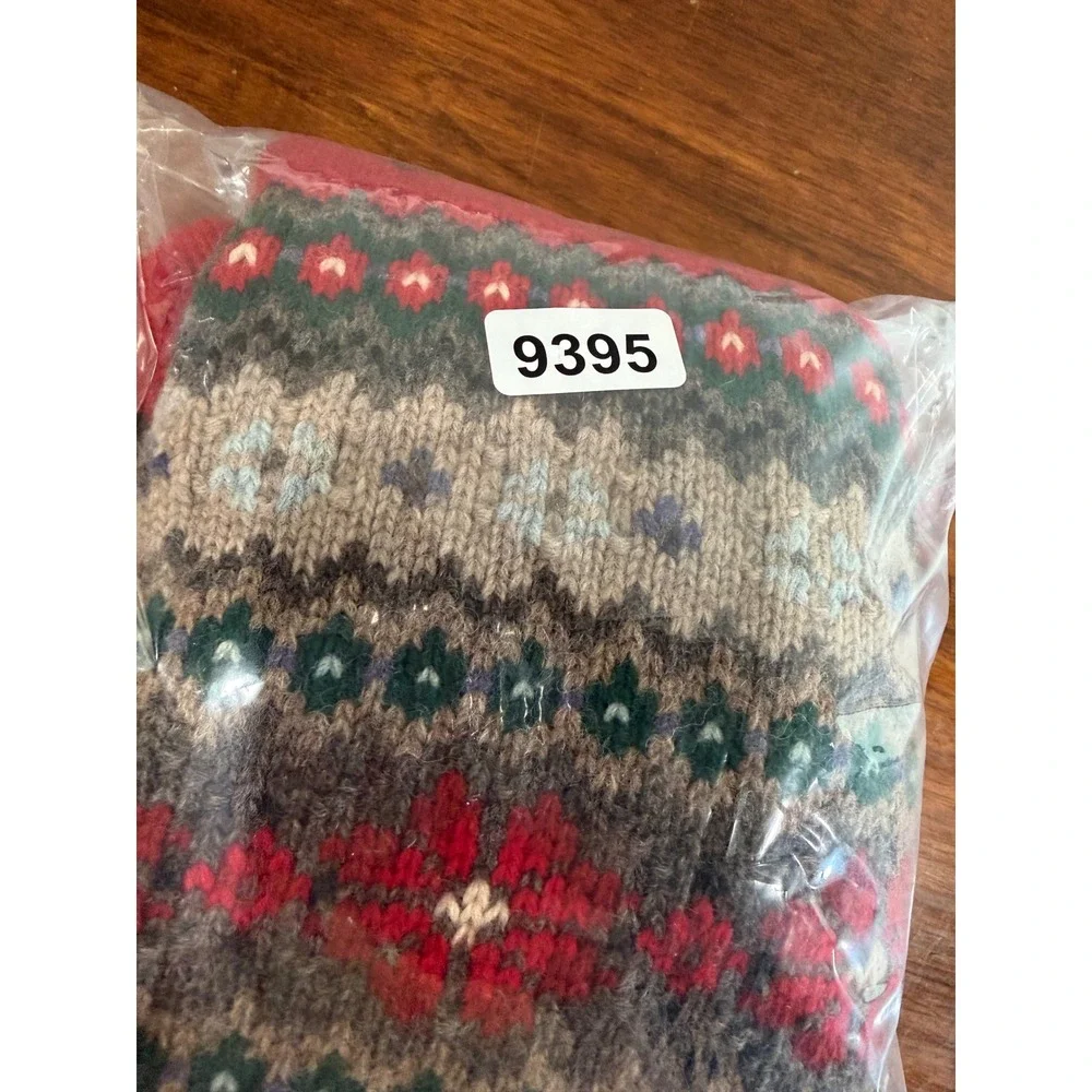 Lauren Ralph Lauren‎ Hand Knit Lambswool Fair Isle Full Zip Sweater Red Small